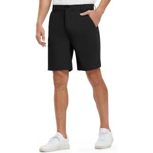 image:imageTBMPOY Mens 9 Stretch Golf Shorts Lightweight Quick Dry Dress Casual Flat Front Shorts 5 Pockets for Work BusinessBlack