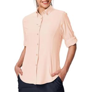 image:imageTBMPOY Womens UPF 50 Fishing Safari Hiking Sun Shirt Uv Protection Button Down Long Sleeve Camp Outdoor Travel ClothesPink