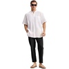 image:imageTBMPOY Mens Linen Pants Casual Lightweight Beach Summer Pants Elastic Waist Slim Fit TrousersBlack
