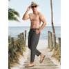 image:imageTBMPOY Mens Linen Pants Casual Lightweight Beach Summer Pants Elastic Waist Slim Fit TrousersDark Grey