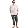 image:imageTBMPOY Mens Linen Pants Casual Lightweight Beach Summer Pants Elastic Waist Slim Fit TrousersDark Grey