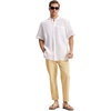 image:imageTBMPOY Mens Linen Pants Casual Lightweight Beach Summer Pants Elastic Waist Slim Fit TrousersKhaki