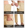 image:imageTBMPOY Mens Linen Pants Casual Lightweight Beach Summer Pants Elastic Waist Slim Fit TrousersKhaki