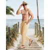 image:imageTBMPOY Mens Linen Pants Casual Lightweight Beach Summer Pants Elastic Waist Slim Fit TrousersKhaki
