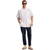 image:imageTBMPOY Mens Linen Pants Casual Lightweight Beach Summer Pants Elastic Waist Slim Fit TrousersNavy Blue