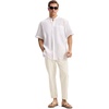 image:imageTBMPOY Mens Linen Pants Casual Lightweight Beach Summer Pants Elastic Waist Slim Fit TrousersWhite