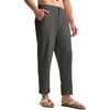 image:imageTBMPOY Mens Linen Pants Casual Lightweight Beach Summer Pants Elastic Waist Slim Fit TrousersDark Grey