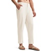 image:imageTBMPOY Mens Linen Pants Casual Lightweight Beach Summer Pants Elastic Waist Slim Fit TrousersWhite