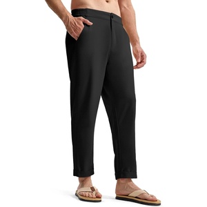 image:imageTBMPOY Mens Linen Pants Casual Lightweight Beach Summer Pants Elastic Waist Slim Fit TrousersBlack