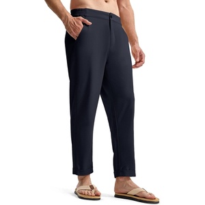 image:imageTBMPOY Mens Linen Pants Casual Lightweight Beach Summer Pants Elastic Waist Slim Fit TrousersNavy Blue