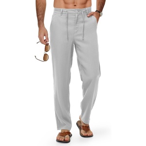 image:imageTBMPOY Mens Linen Pants Casual Travel 5 Pockets Lightweight Breathable Dress Pants Summer Beach Work TrousersLight Grey