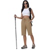 image:imageTBMPOY Womens 15 Hiking Shorts Long Bermuda Below The Knee Lightweight Quick Dry Outdoor Capris Shorts with PocketsKhaki