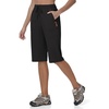 image:imageTBMPOY Womens 15 Hiking Shorts Long Bermuda Below The Knee Lightweight Quick Dry Outdoor Capris Shorts with PocketsBlack