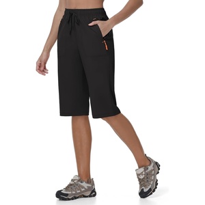 image:imageTBMPOY Womens 15 Hiking Shorts Long Bermuda Below The Knee Lightweight Quick Dry Outdoor Capris Shorts with PocketsBlack