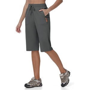image:imageTBMPOY Womens 15 Hiking Shorts Long Bermuda Below The Knee Lightweight Quick Dry Outdoor Capris Shorts with PocketsDark Grey