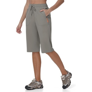 image:imageTBMPOY Womens 15 Hiking Shorts Long Bermuda Below The Knee Lightweight Quick Dry Outdoor Capris Shorts with PocketsLight Grey