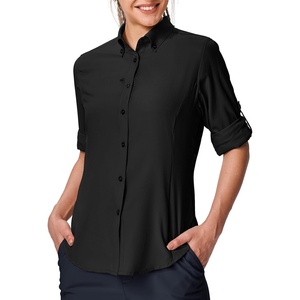 image:imageTBMPOY Womens UPF 50 Fishing Safari Hiking Sun Shirt Uv Protection Button Down Long Sleeve Camp Outdoor Travel ClothesBlack