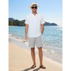 image:imageTBMPOY Mens Linen Casual Shorts Zipper Pocket Elastic Waist Drawstring Summer Beach Vacation ShortLight Grey