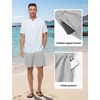 image:imageTBMPOY Mens Linen Casual Shorts Zipper Pocket Elastic Waist Drawstring Summer Beach Vacation ShortLight Grey