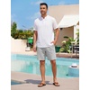 image:imageTBMPOY Mens Linen Casual Shorts Zipper Pocket Elastic Waist Drawstring Summer Beach Vacation ShortLight Grey