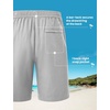 image:imageTBMPOY Mens Linen Casual Shorts Zipper Pocket Elastic Waist Drawstring Summer Beach Vacation ShortLight Grey