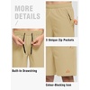 image:imageTBMPOY Mens 7 Running Hiking Shorts Quick Dry Athletic Gym Outdoor Sports  3 Zip Pockets Water Resistant Lightweight Workout Short UPF 50 for Fishing Activrwear Summer Travel Casual WorkA24light Khaki