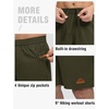 image:imageTBMPOY Mens 7 Running Hiking Shorts Quick Dry Athletic Gym Outdoor Sports  3 Zip Pockets Water Resistant Lightweight Workout Short UPF 50 for Fishing Activrwear Summer Travel Casual WorkArmy Green