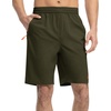 image:imageTBMPOY Mens 7 Running Hiking Shorts Quick Dry Athletic Gym Outdoor Sports  3 Zip Pockets Water Resistant Lightweight Workout Short UPF 50 for Fishing Activrwear Summer Travel Casual WorkArmy Green